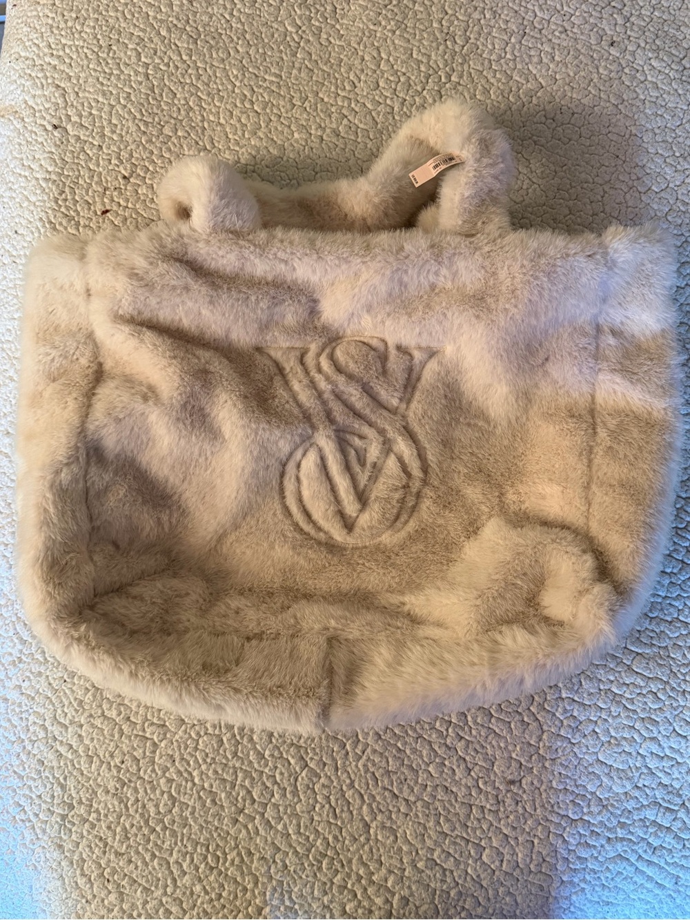 Victoria Secret Faux Fur Tote Bag in Beige NWT